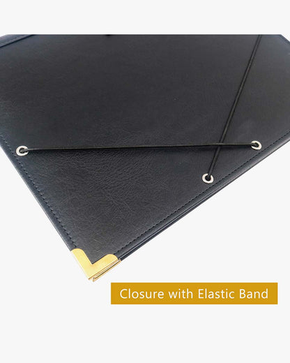 Music Binder Choir Folder Black Leather with 3 Ring Blinder 12.5″ x 10″