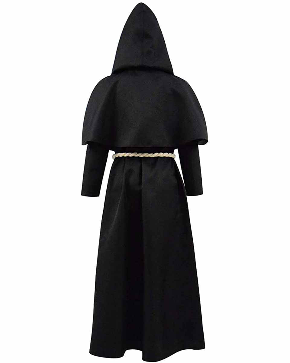 Medieval Gothic Hooded Monk Robes for Halloween Wizard Cosplay