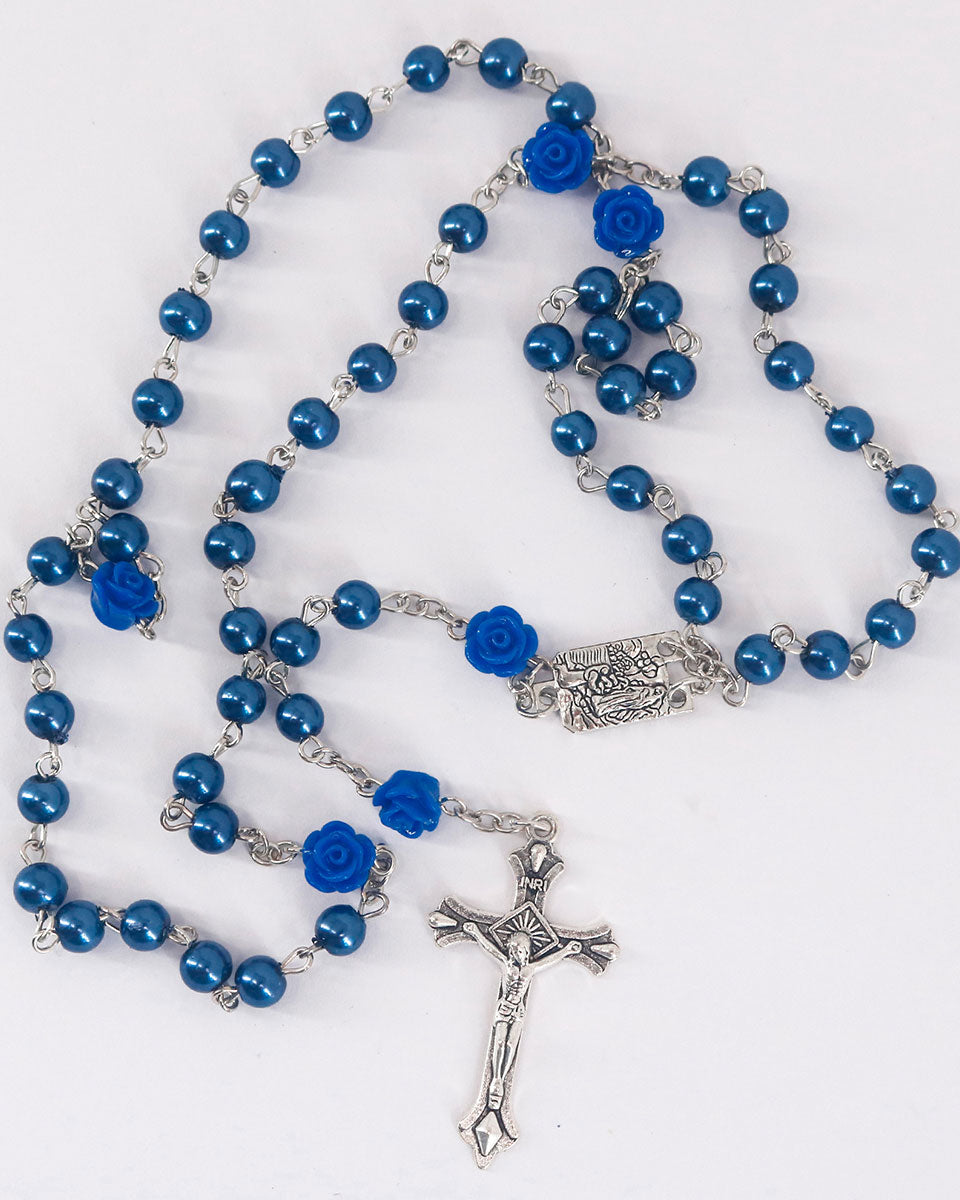 Glass Pearl Beads Catholic Rosary Necklace with Virgin Mary and Crucifix Rosary – 2 Colors Available