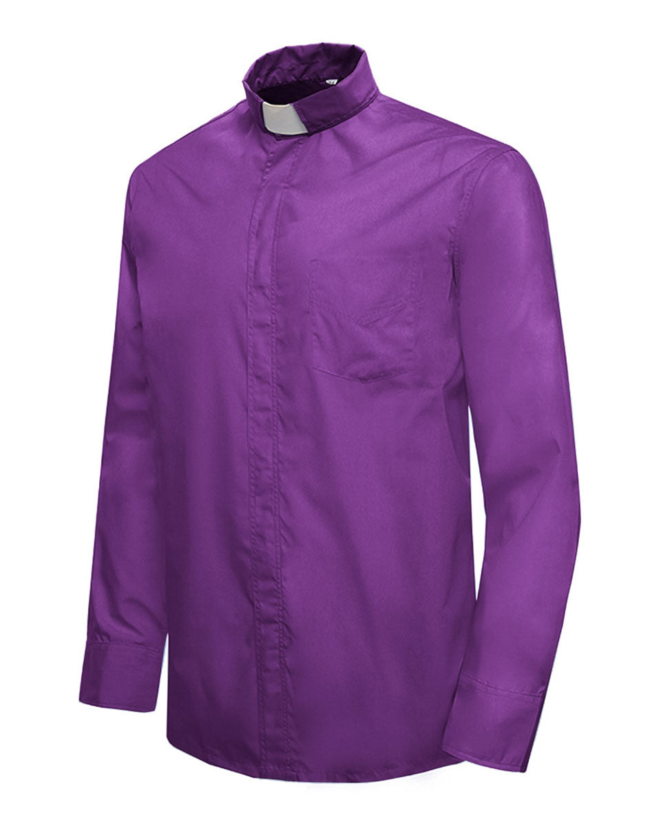 Men's Long-sleeved Tab Collar Clergy Shirt - 5 Colors Available