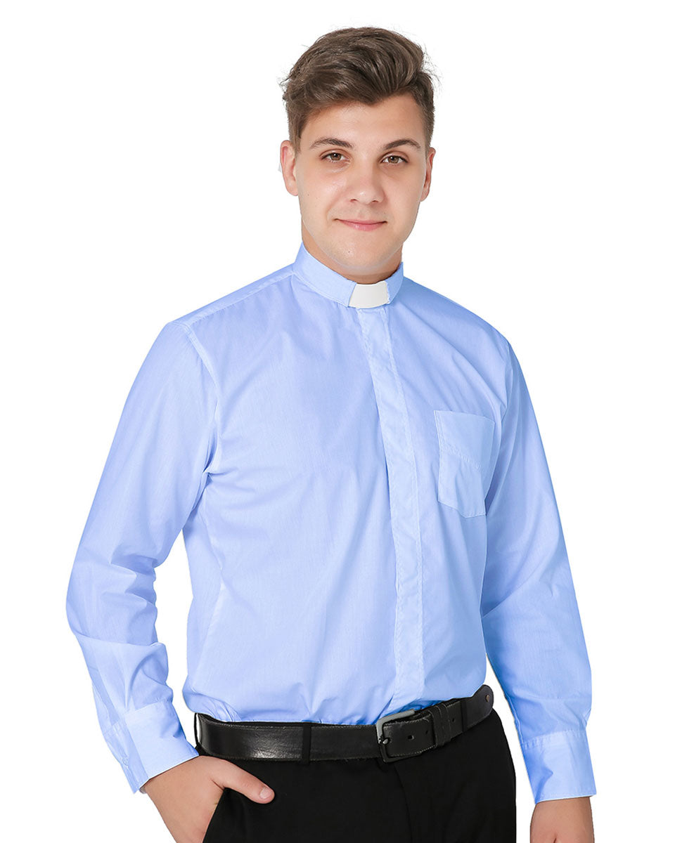 Men's Long-sleeved Tab Collar Clergy Shirt - 5 Colors Available