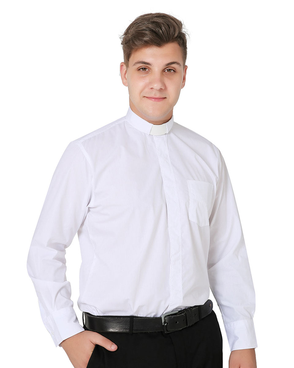 Men's Long-sleeved Tab Collar Clergy Shirt - 5 Colors Available