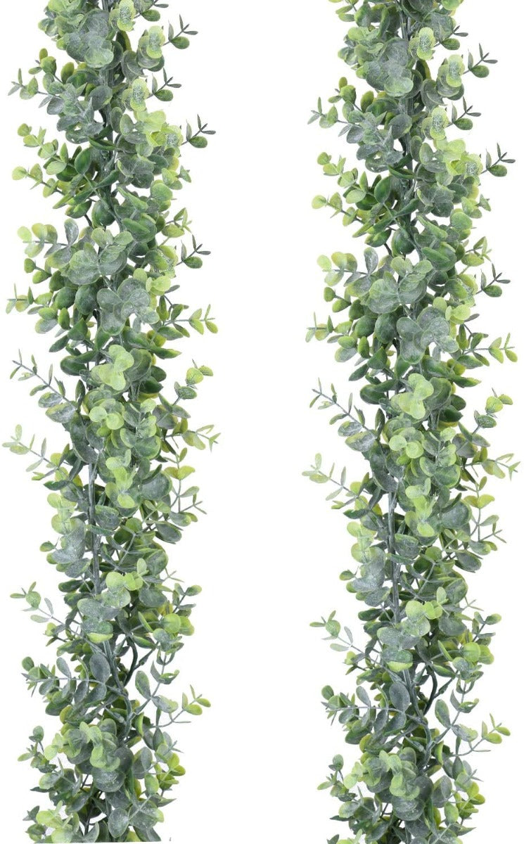 2 Strands of 6 Feet Artificial Eucalyptus Garland for Home Decor and DIY Indoor-Outdoor Party