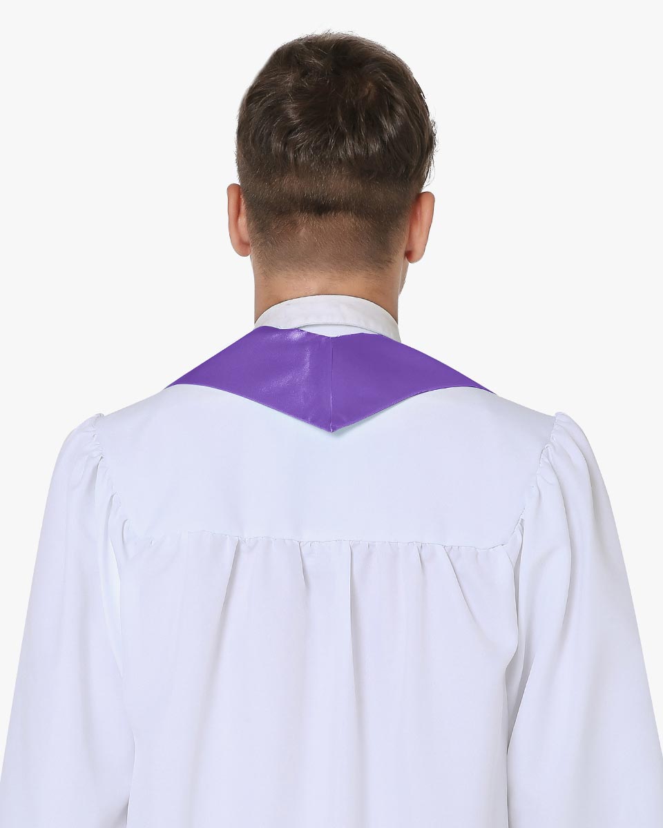 Traditional Choir Stole with Embroidery Cross - 5 Colors Available