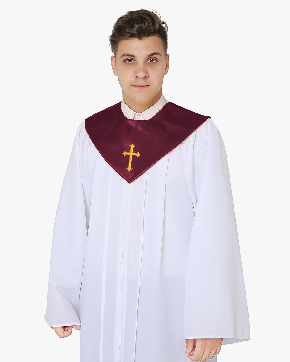 One Color V Stoles with Cross - 5 Colors Available