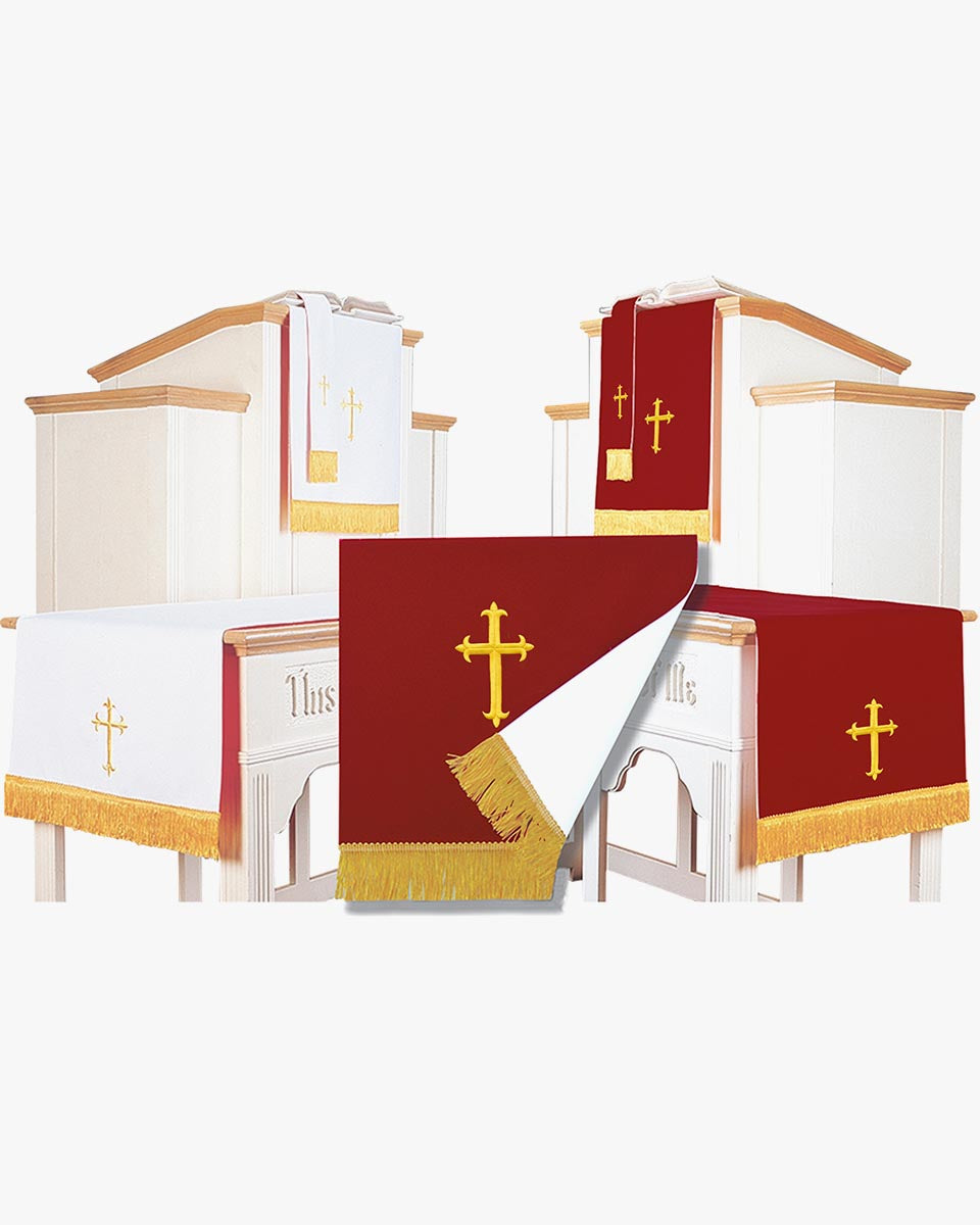 Reversible Paraments with Embroidered Cross IHS - Red/White
