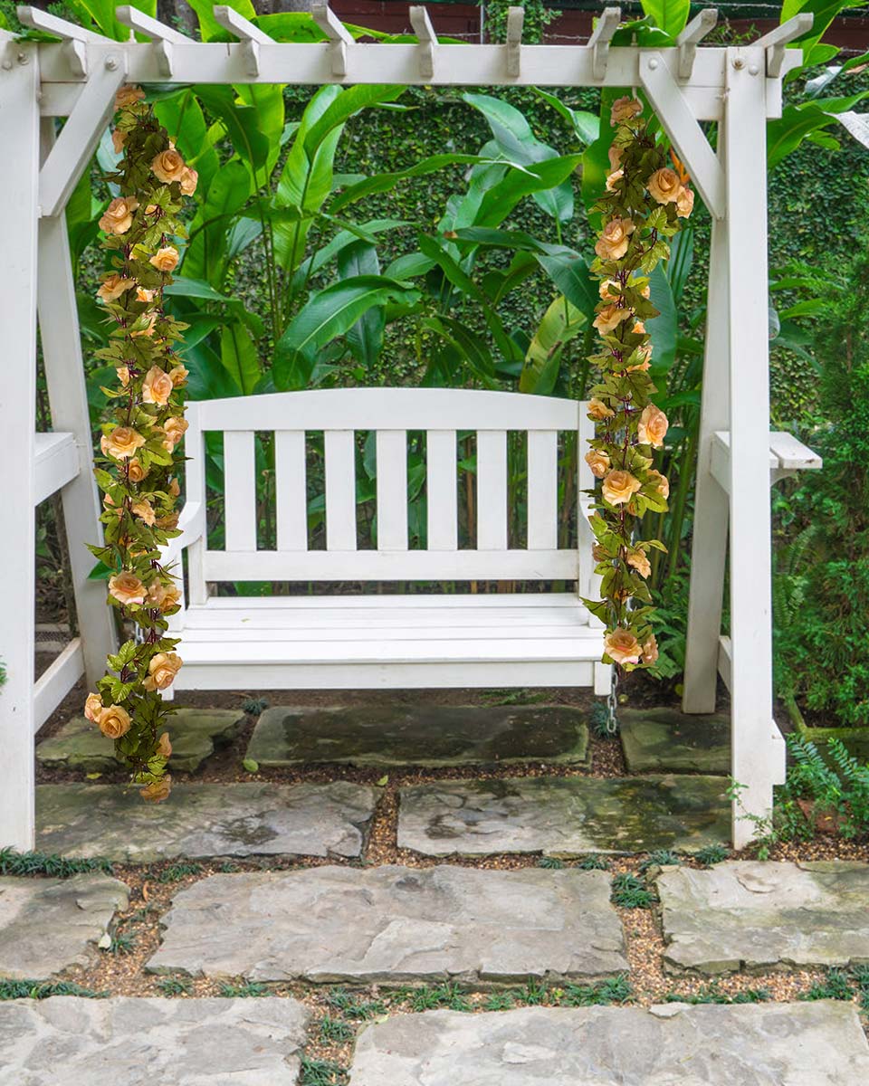 2 Strands of 14.5 Feet Artificial Rose Flower Garland Vines for Home Decor and DIY Indoor-Outdoor Party