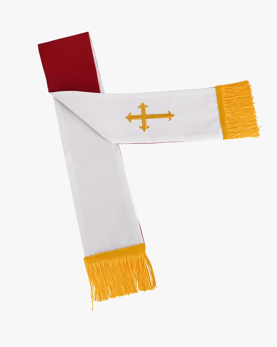 Reversible Paraments with Embroidered Cross IHS - Red/White