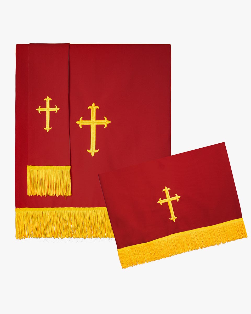 Reversible Paraments with Embroidered Cross IHS - Red/White