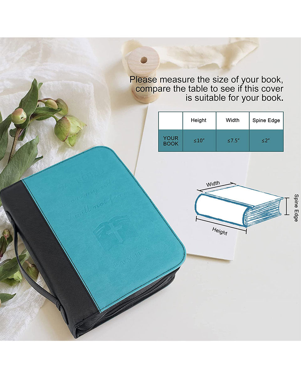 Blue PU Leather Durable Zipper Bible Bag Carrying Case