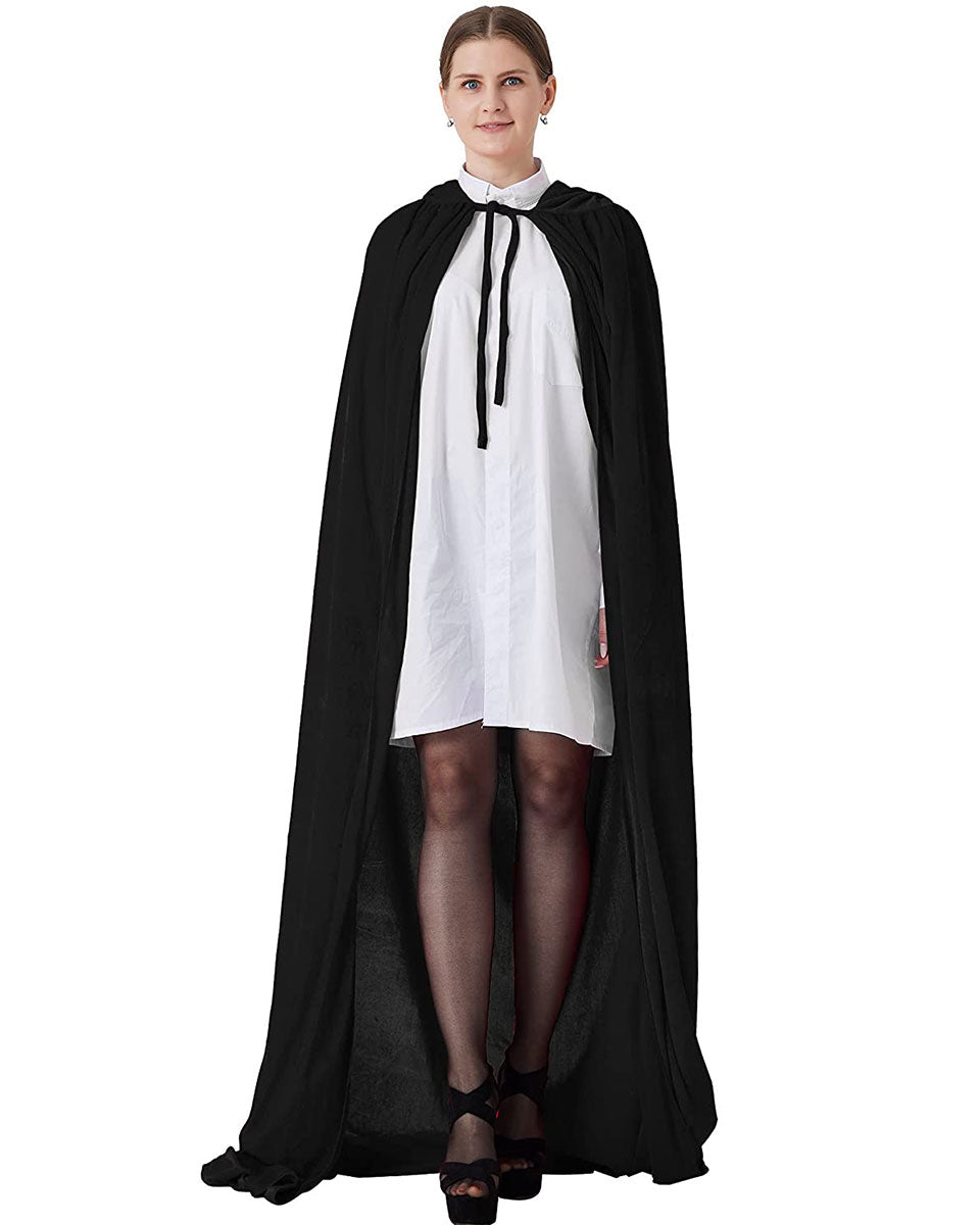 Unisex Fancy Full Length Hooded Velvet Cloak for Halloween Dress Cosplay