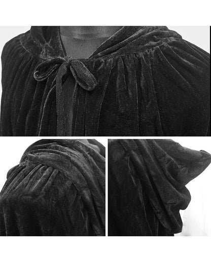 Unisex Fancy Full Length Hooded Velvet Cloak for Halloween Dress Cosplay