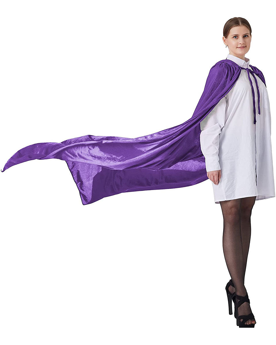 Unisex Fancy Full Length Hooded Velvet Cloak for Halloween Dress Cosplay