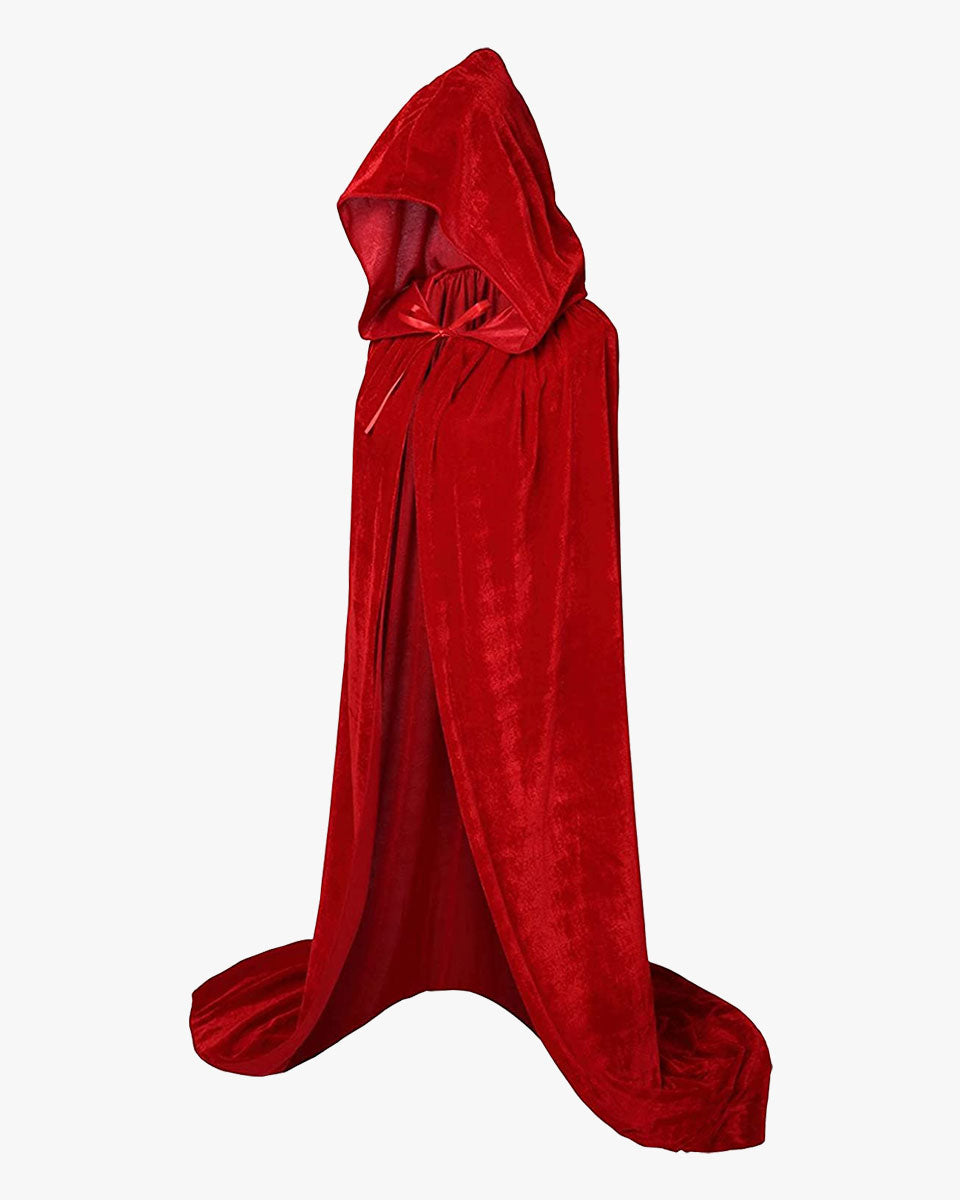 Unisex Fancy Full Length Hooded Velvet Cloak for Halloween Dress Cosplay