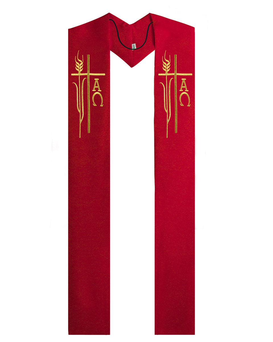 Alpha Omega Wheat Overlay Stoles - 4 Colors Available