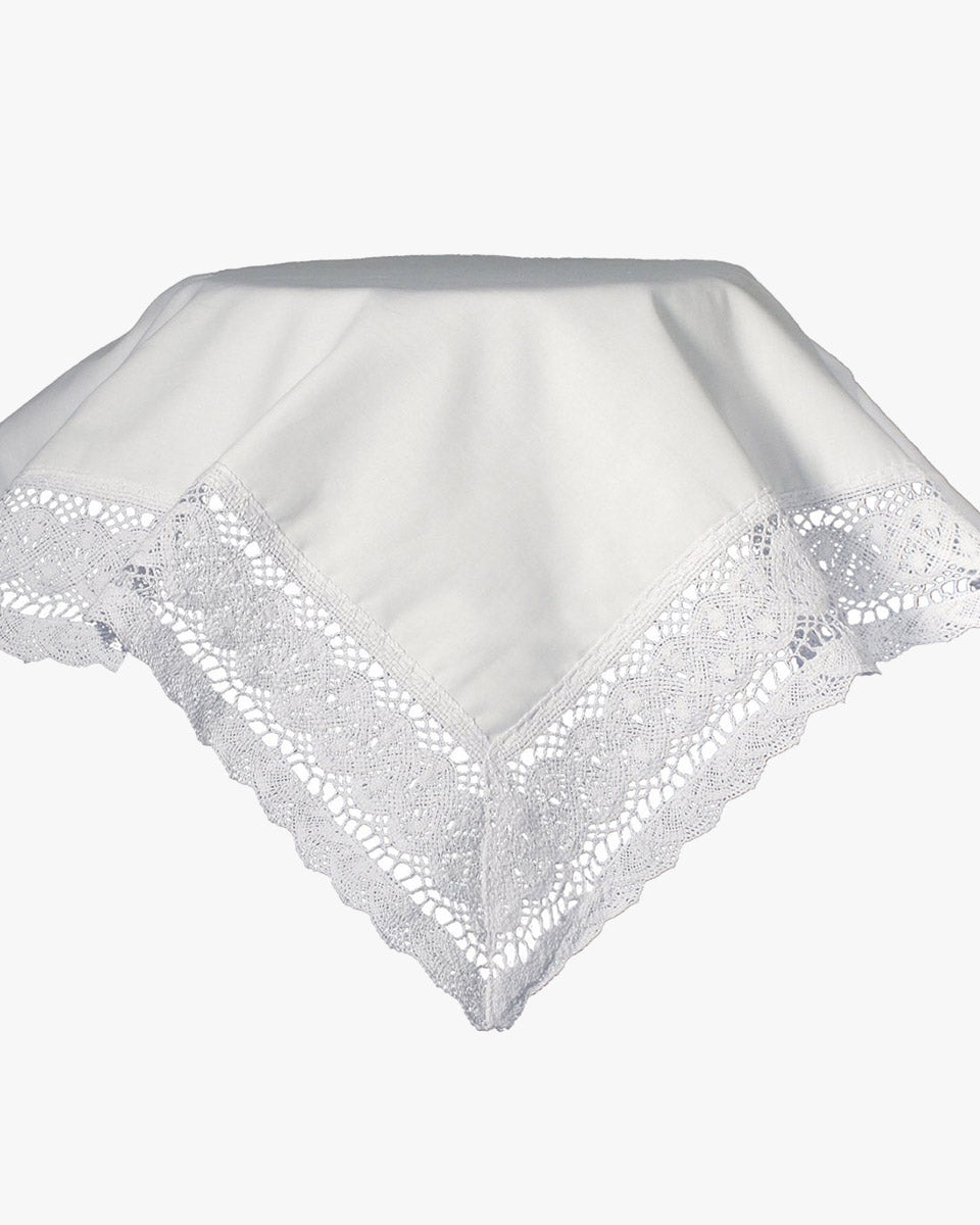 Girls Cotton Batiste Christening Blanket with Cluny Trim