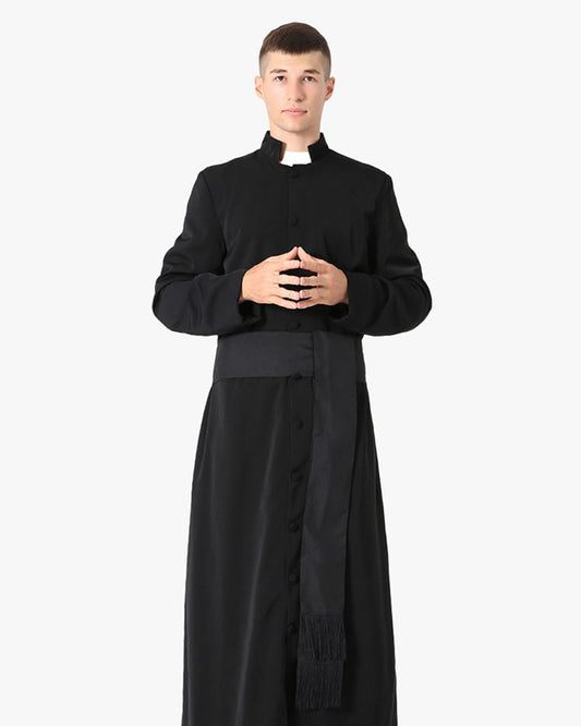 Black Roman Cassock and Band Cincture Package