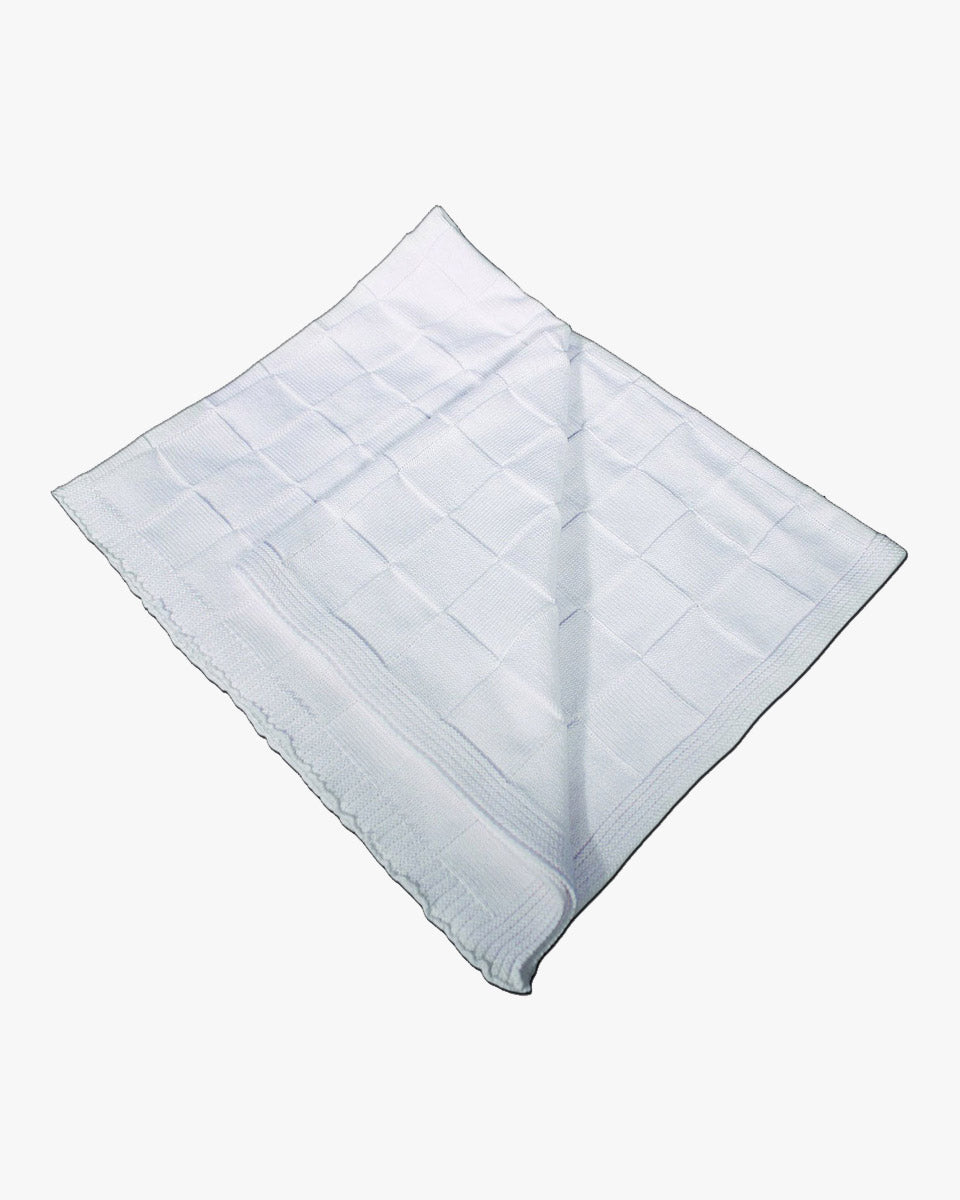 Cotton Christening Shawl with Checker Pattern