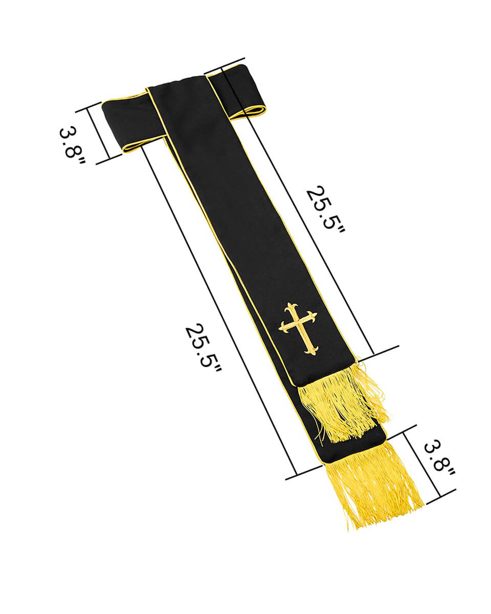 Premium Band Cincture with Cross - Black