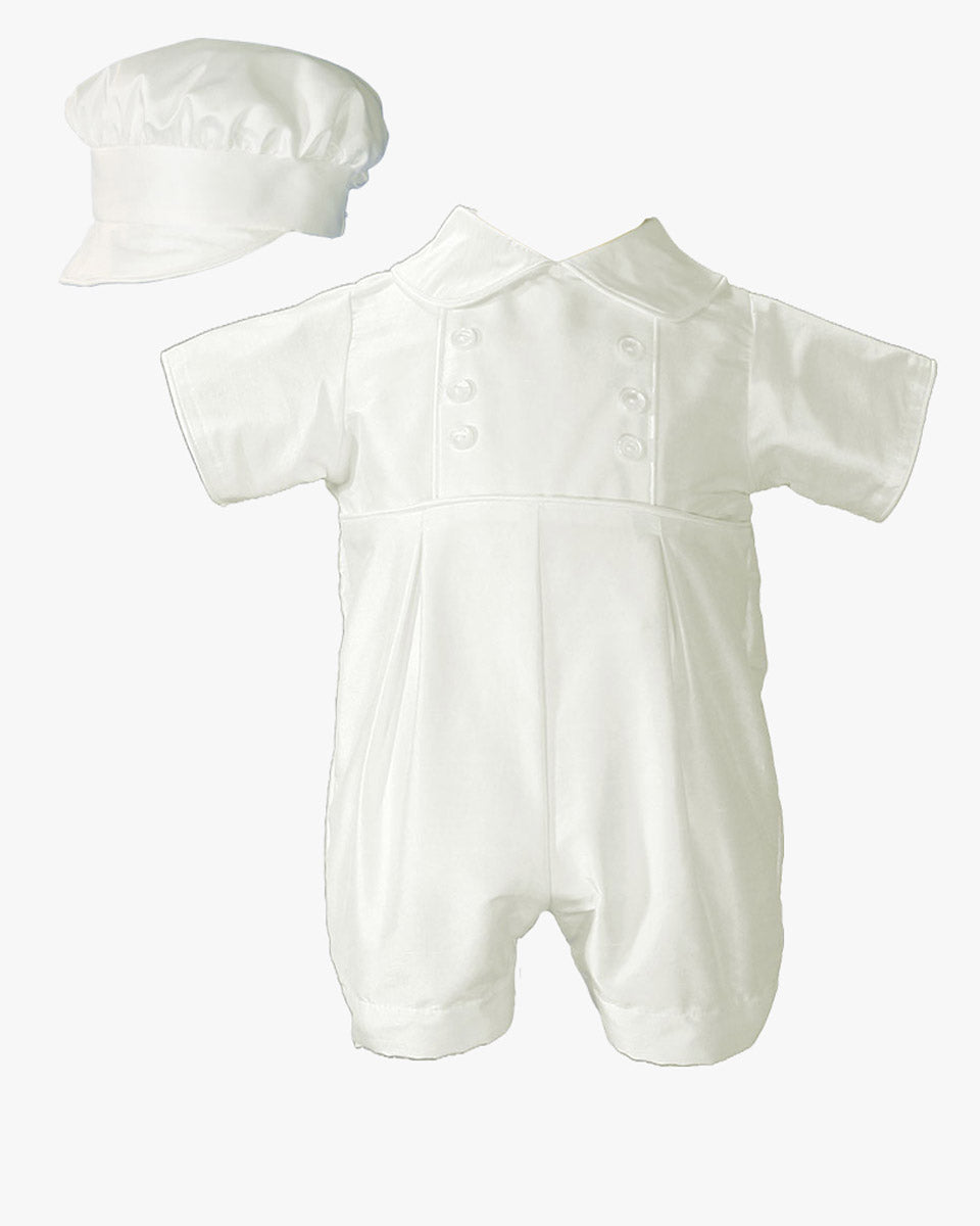 Boys Silk & Buttoned Christening Romper