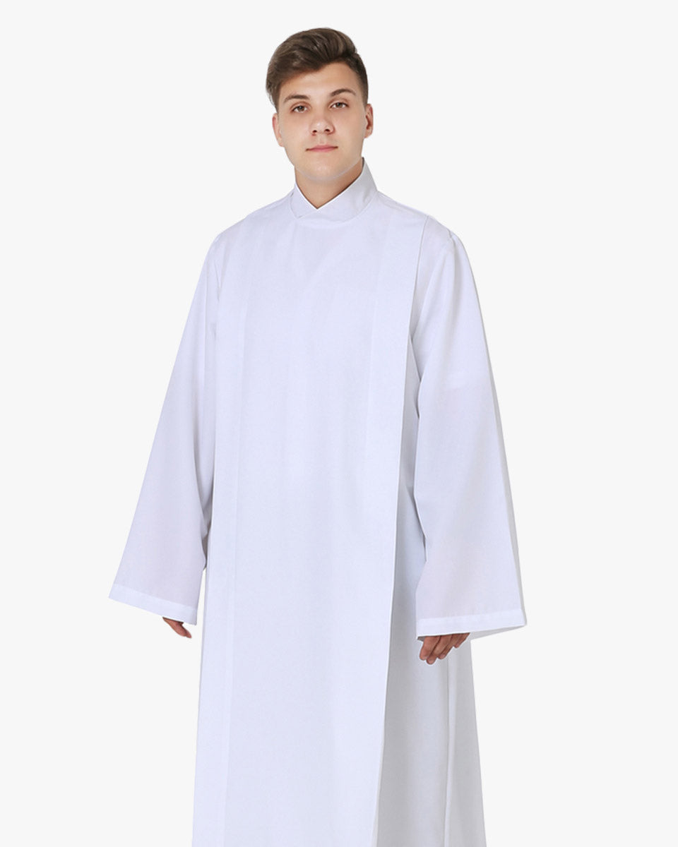 Front Wrap White Clergy Cassock Alb