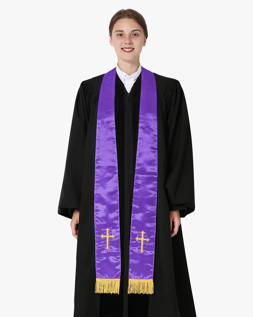 Clergy Stoles with Embroidery Cross - 5 Colors Available