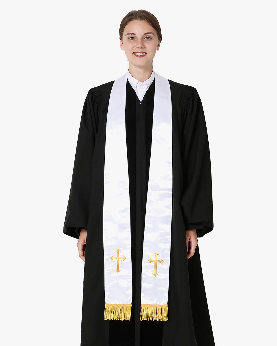 Clergy Stoles with Embroidery Cross - 5 Colors Available