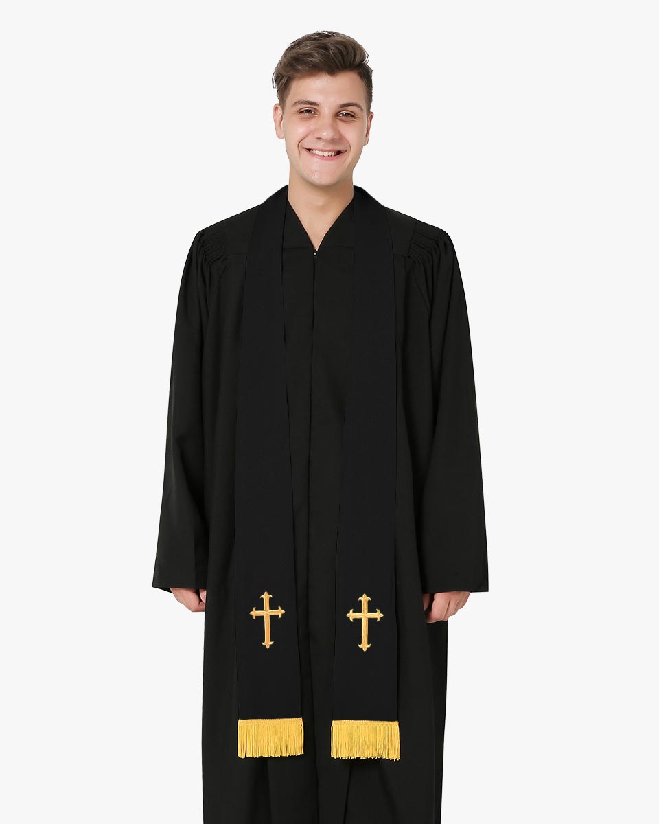 Reversible Clergy Stole with Cross - 5 Color Combinations Available