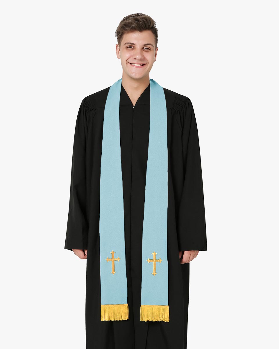 Reversible Clergy Stole with Cross - 5 Color Combinations Available