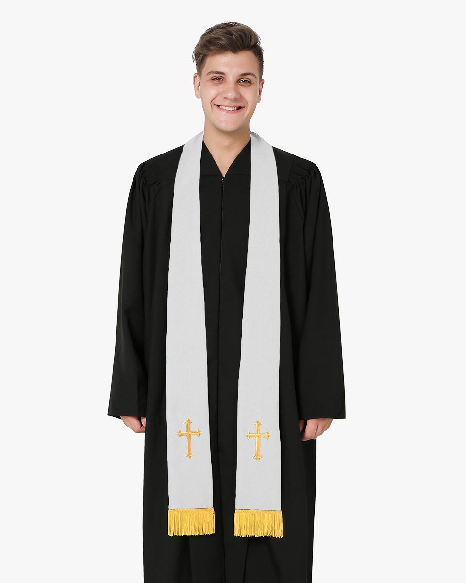 Reversible Clergy Stole with Cross - 5 Color Combinations Available