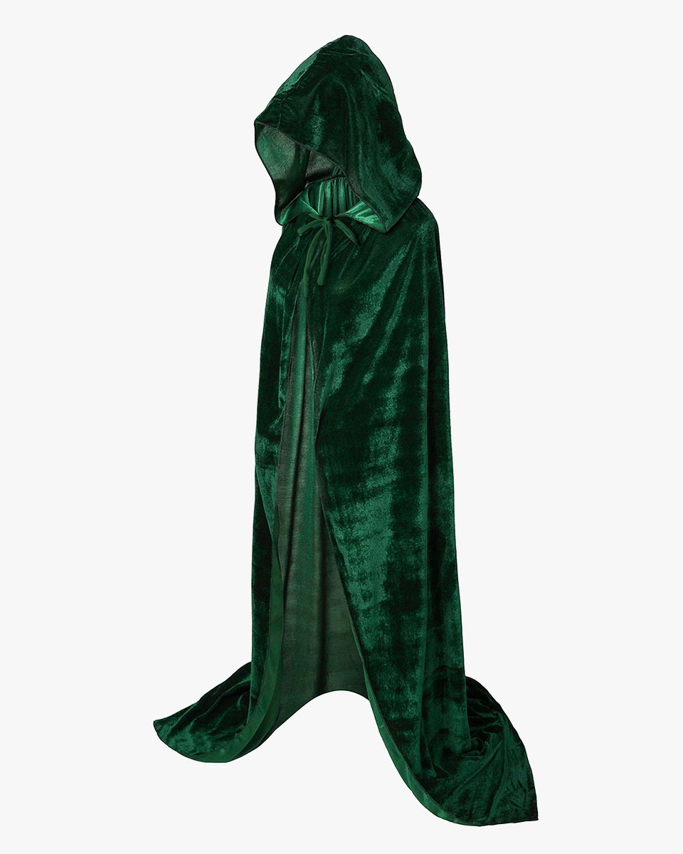 Unisex Fancy Full Length Hooded Velvet Cloak for Halloween Dress Cosplay