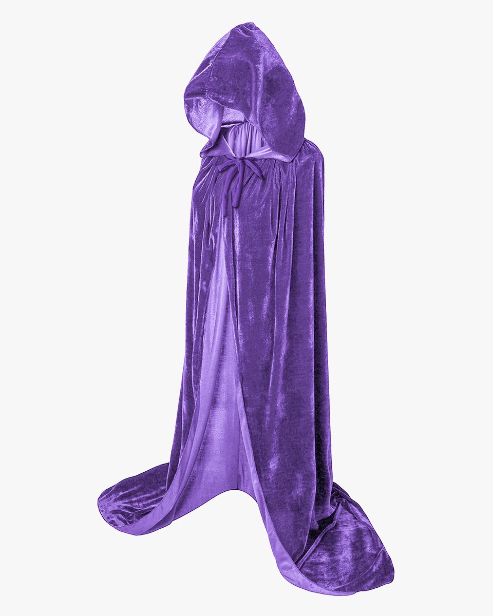 Unisex Fancy Full Length Hooded Velvet Cloak for Halloween Dress Cosplay