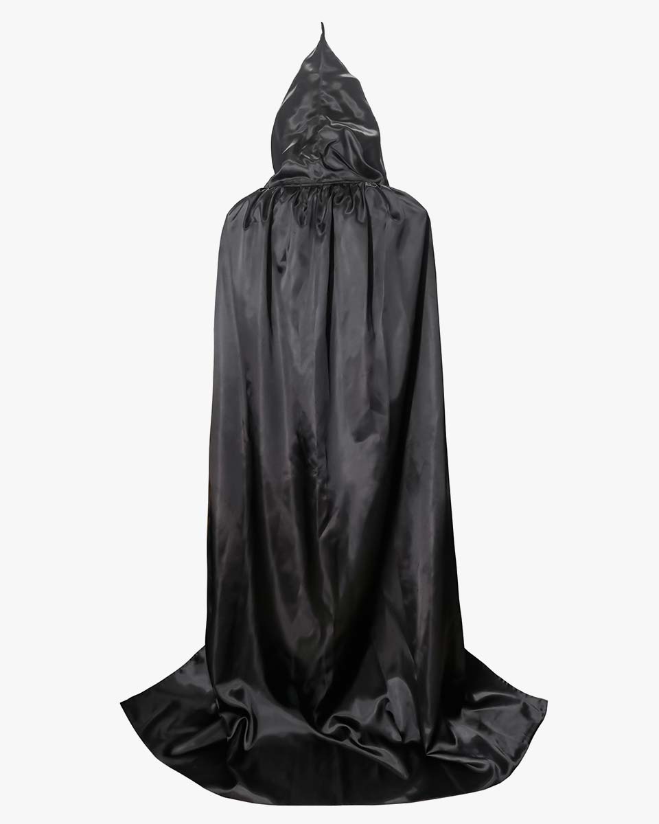 Unisex Fancy Full Length Black-red Reversible Hooded Cloak for Halloween Dress Cosplay