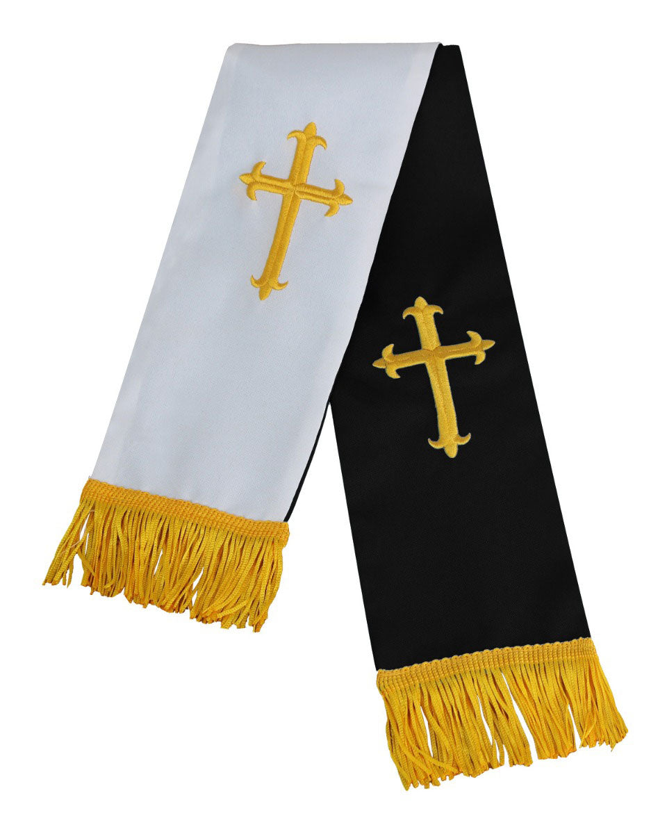 Reversible Clergy Stole with Cross - 5 Color Combinations Available