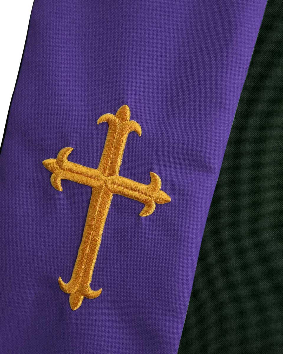 Reversible Clergy Stole with Cross - 5 Color Combinations Available