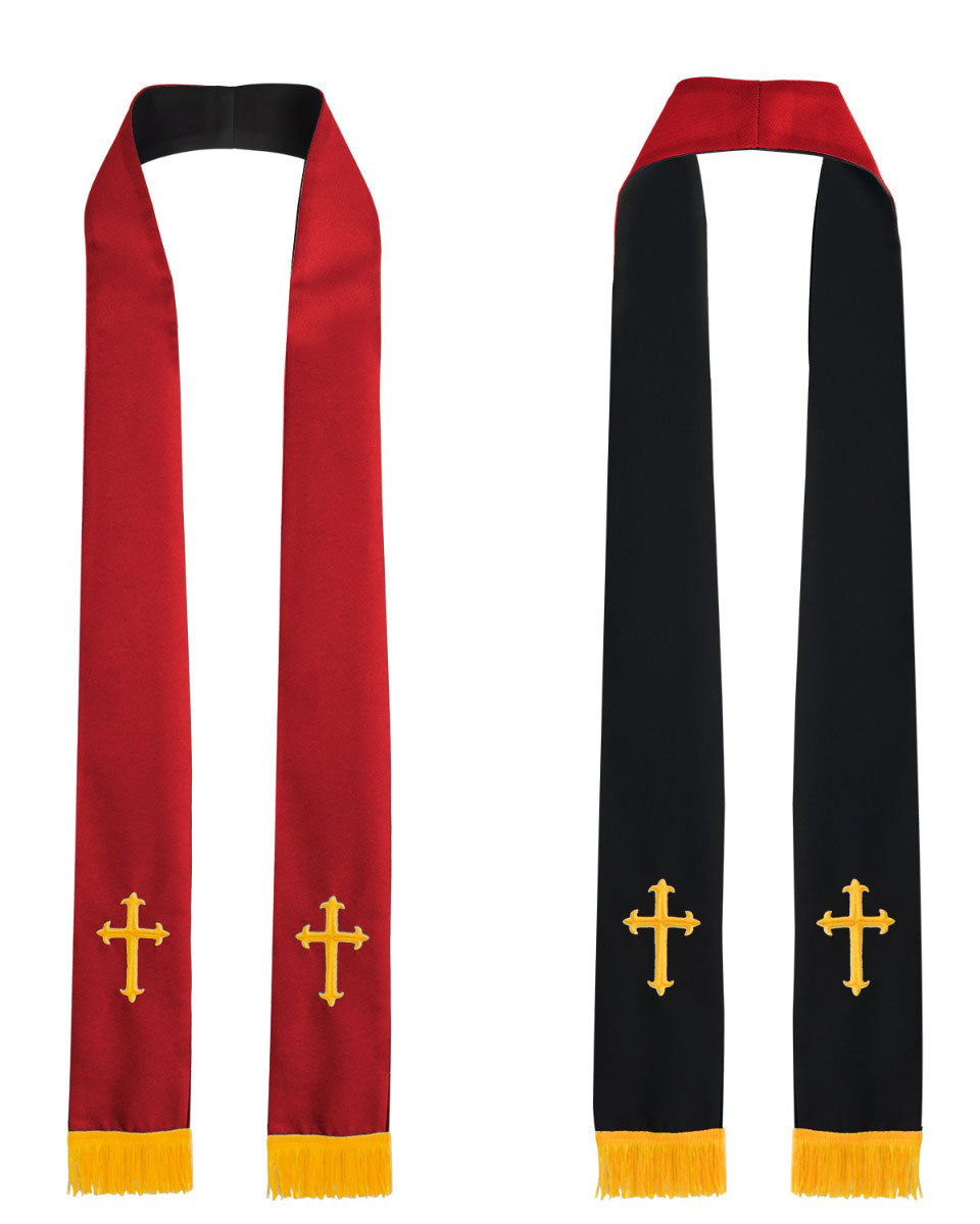 Reversible Clergy Stole with Cross - 5 Color Combinations Available