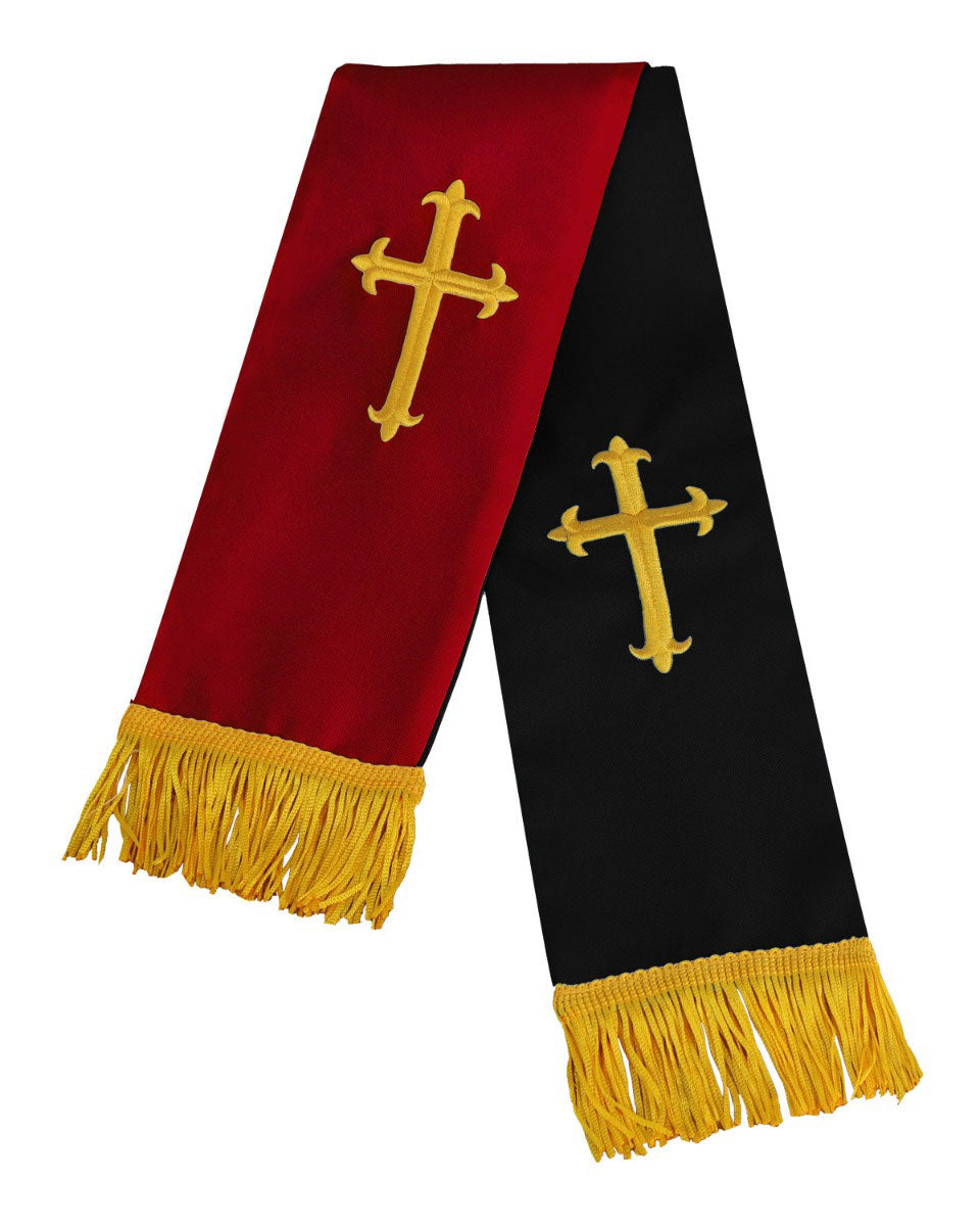 Reversible Clergy Stole with Cross - 5 Color Combinations Available