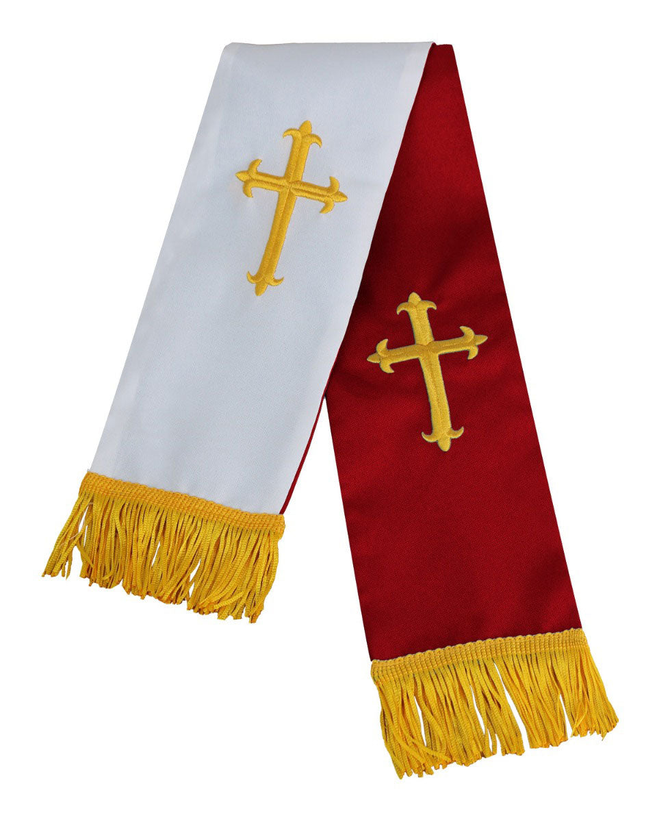 Reversible Clergy Stole with Cross - 5 Color Combinations Available