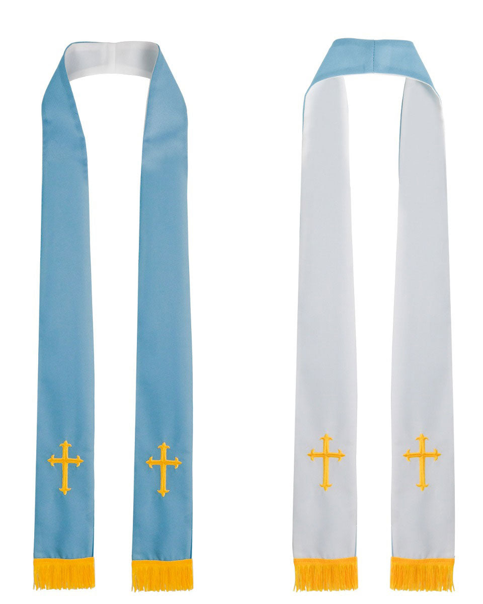 Reversible Clergy Stole with Cross - 5 Color Combinations Available