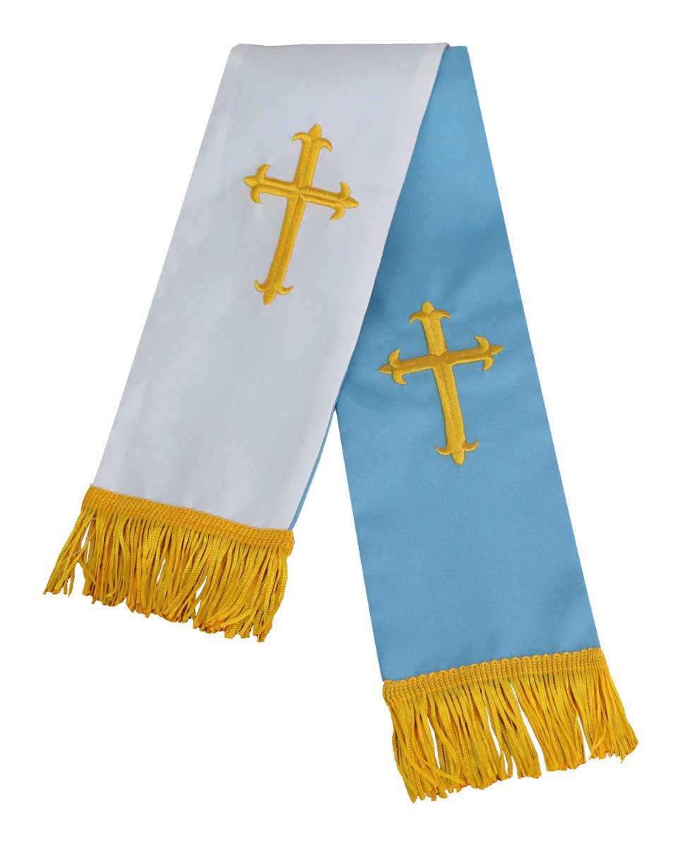 Reversible Clergy Stole with Cross - 5 Color Combinations Available