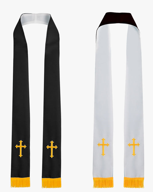 Reversible Clergy Stole with Cross - 5 Color Combinations Available