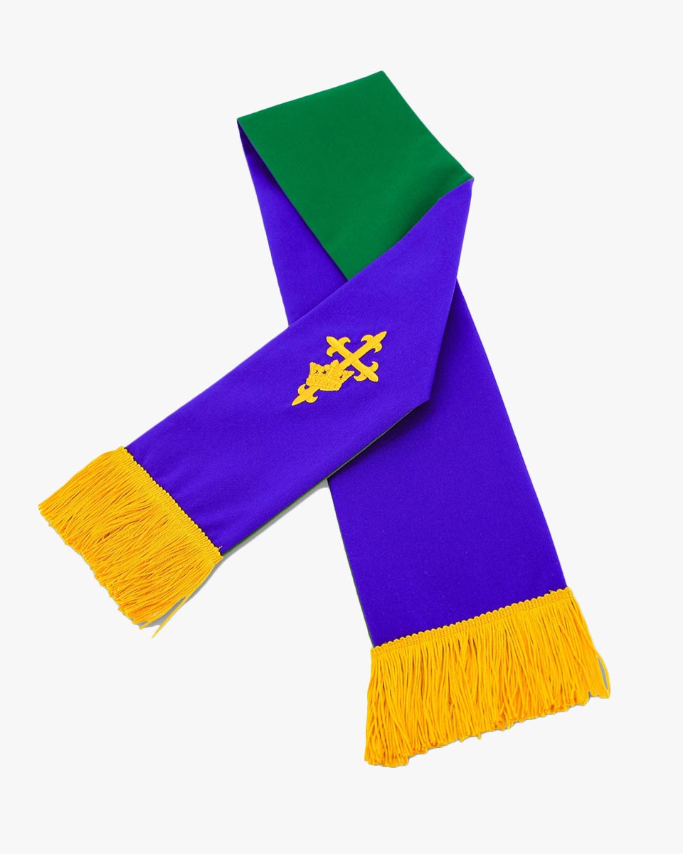 Reversible Paraments with Embroidered Cross IHS - Green/Purple