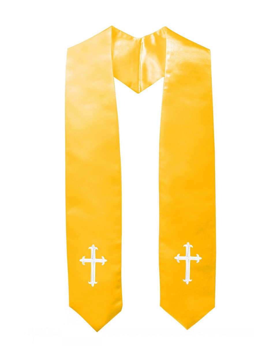 Traditional Choir Stole with Embroidery Cross - 5 Colors Available