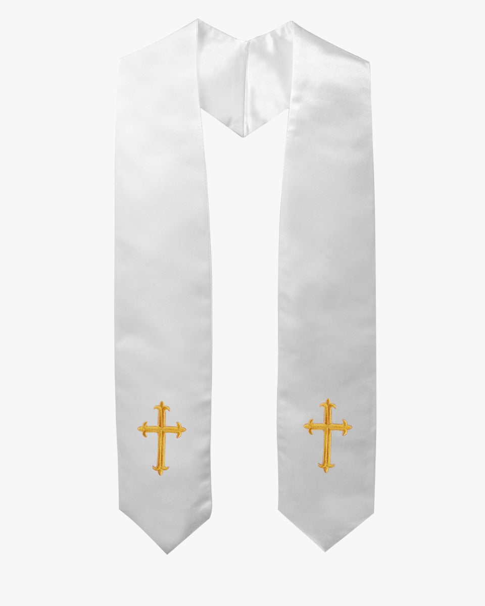 Traditional Choir Stole with Embroidery Cross - 5 Colors Available