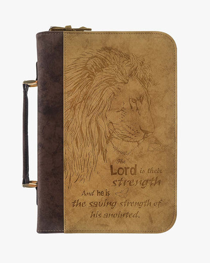 PU Leather Classic Lion Bible Cover Scripture Case with Handle Pocket – 2 Colors Available