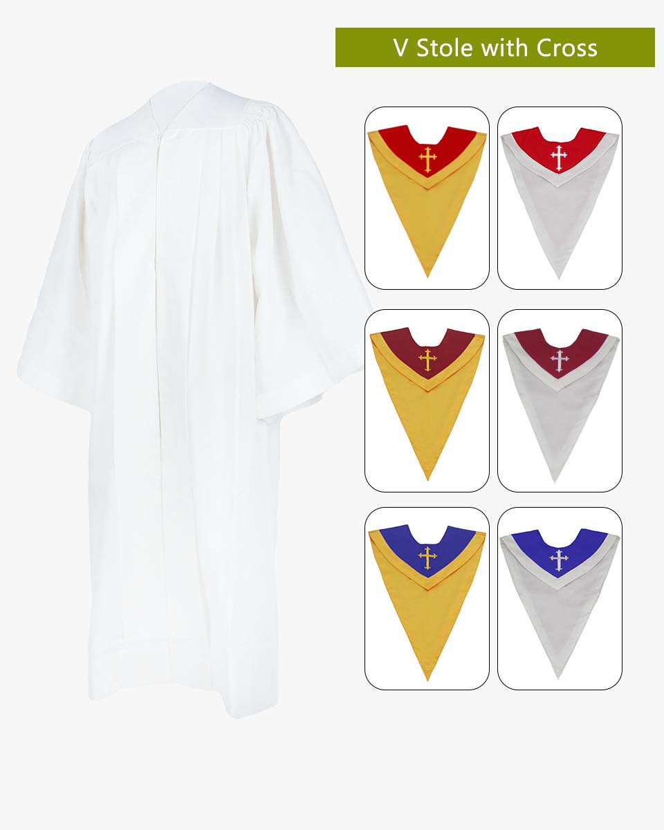 Senior Fluted Trinity Choir Robes Open Sleeve with Reversible Stoles