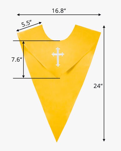 One Color V Stoles with Cross - 5 Colors Available