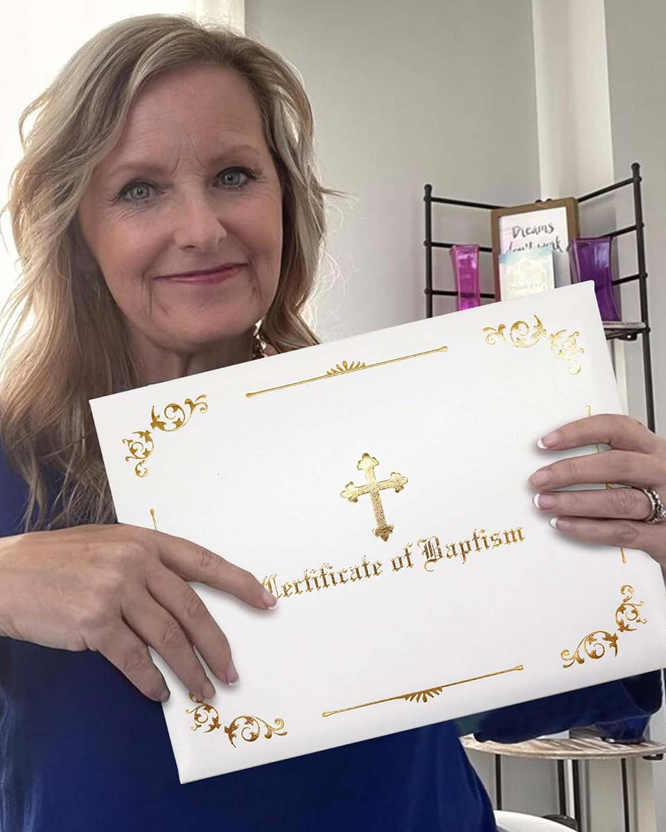 White Baptism Certificate Cover for 8.5x11 Imprinted Padded Certificate