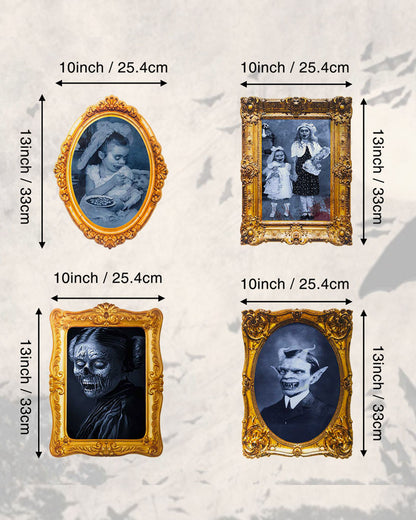 Halloween 3D Changing Face Scary Picture Frame Indoor Wall Decor 4 Pack – 2 Colors Available