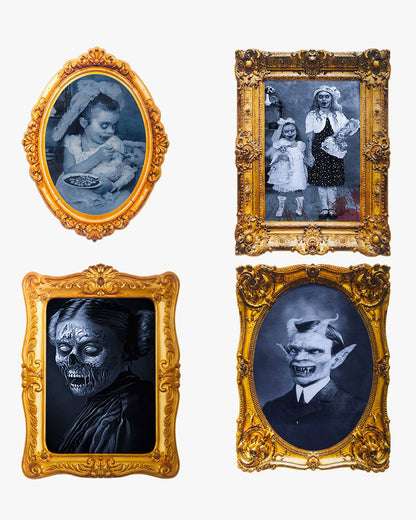Halloween 3D Changing Face Scary Picture Frame Indoor Wall Decor 4 Pack – 2 Colors Available